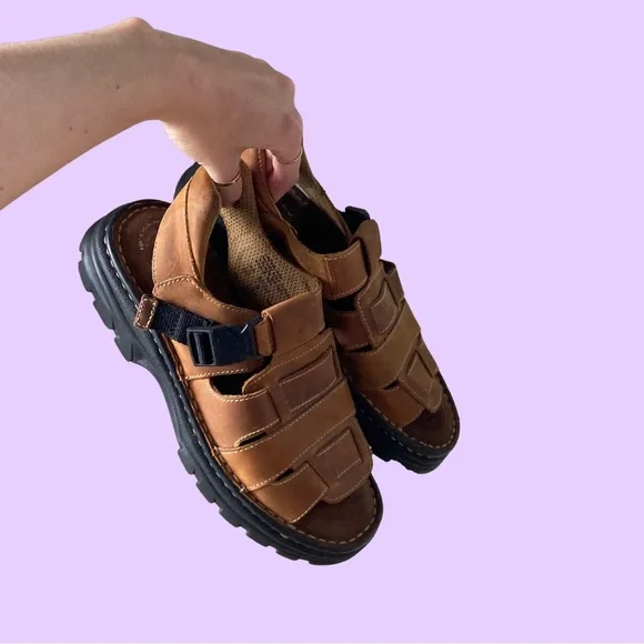 Vintage 90s Thom Mcan Brown Leather Fisherman Sandals ? Thom McAn Men main image 2